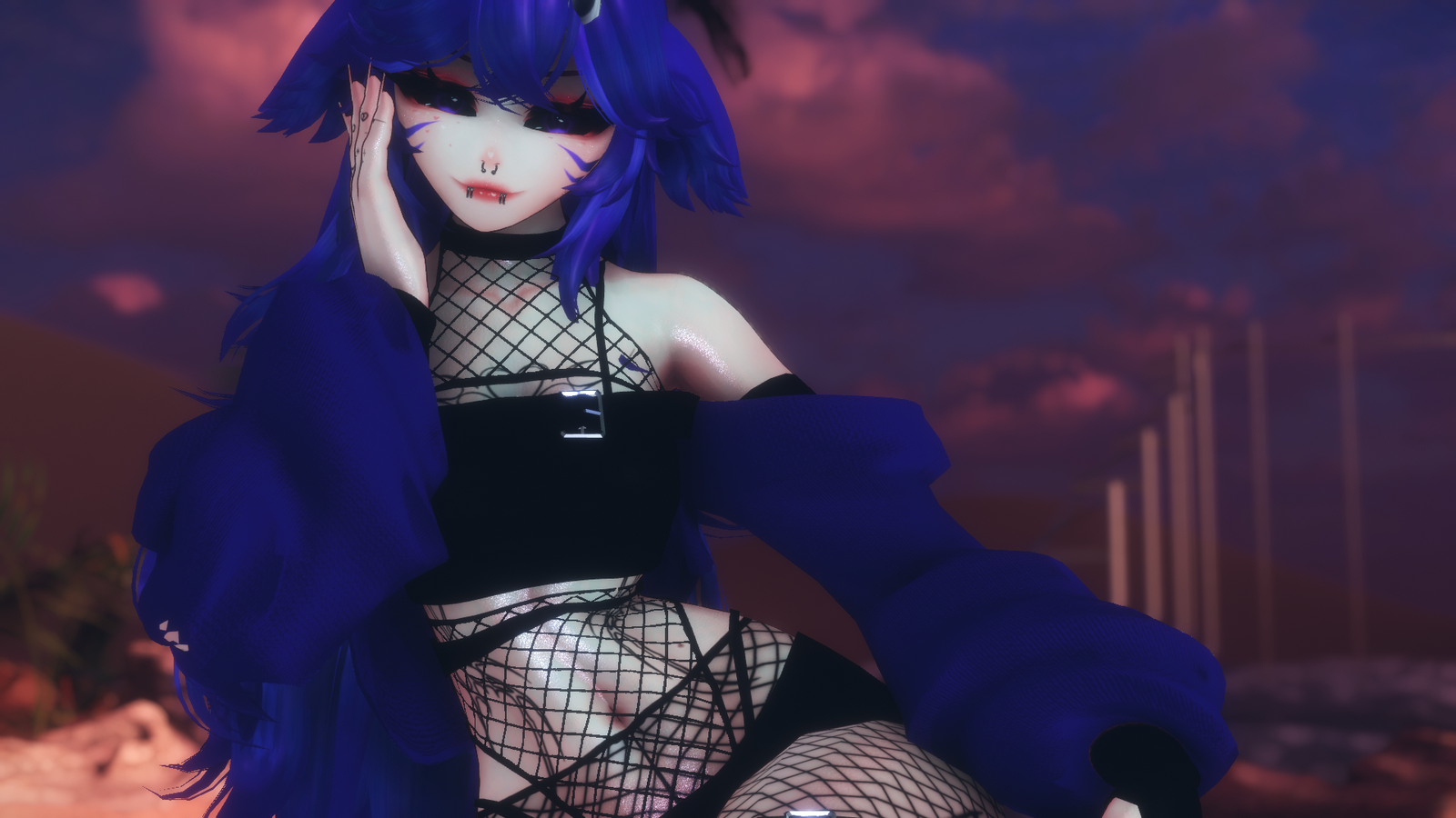 NITRO FREEE two-piece fishnet bodysuit + underwear VRBASE EGIRL