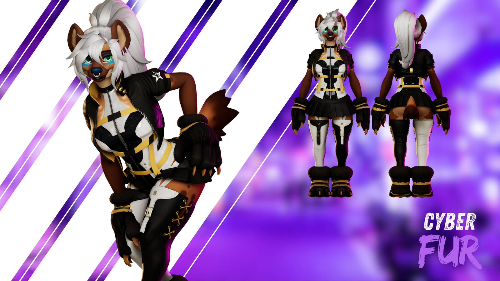 Cyberfur (Hyenid Edition) | Complete Techwear + Hair & Harness