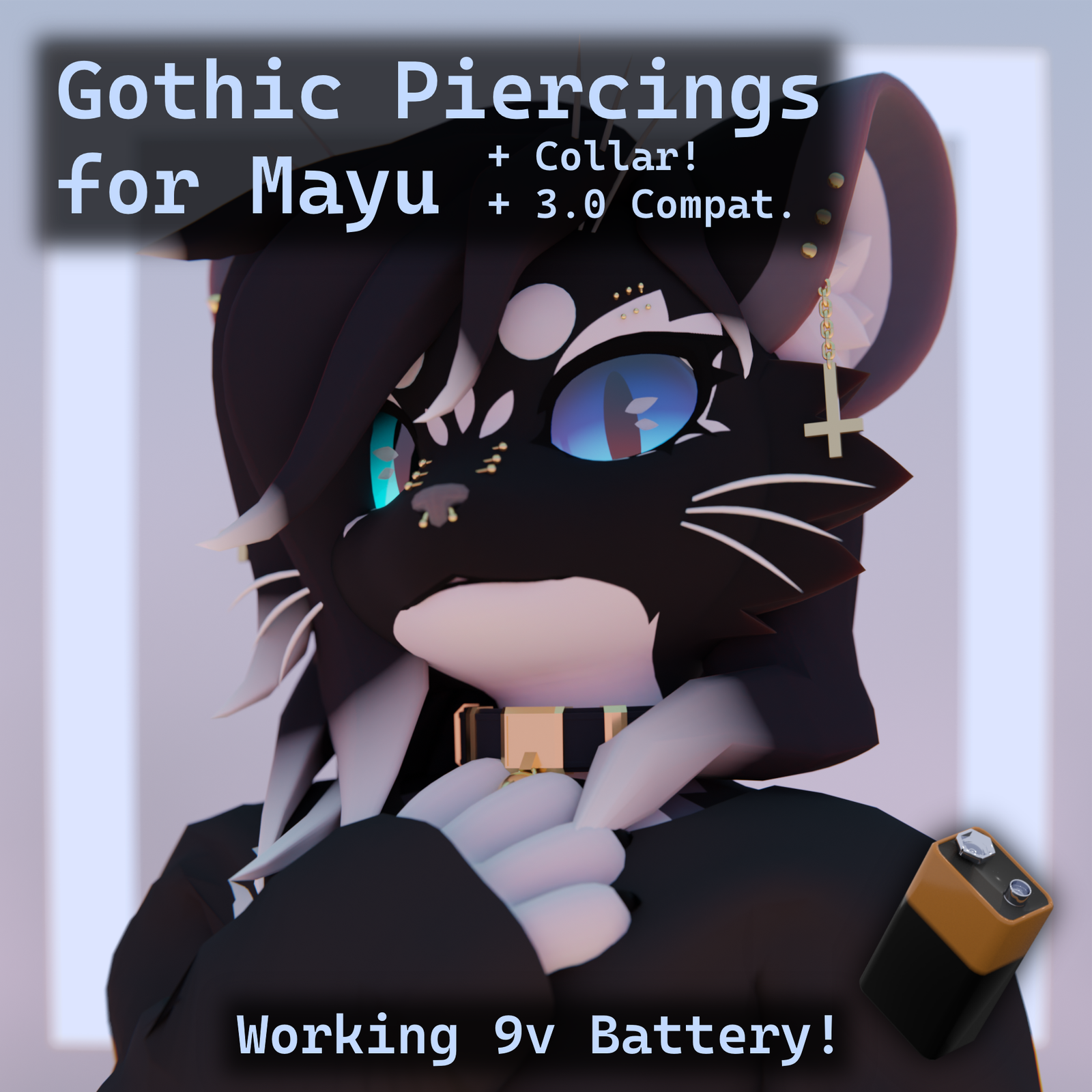 Gothic Piercings for Mayu (Includes 9 Volt battery!)