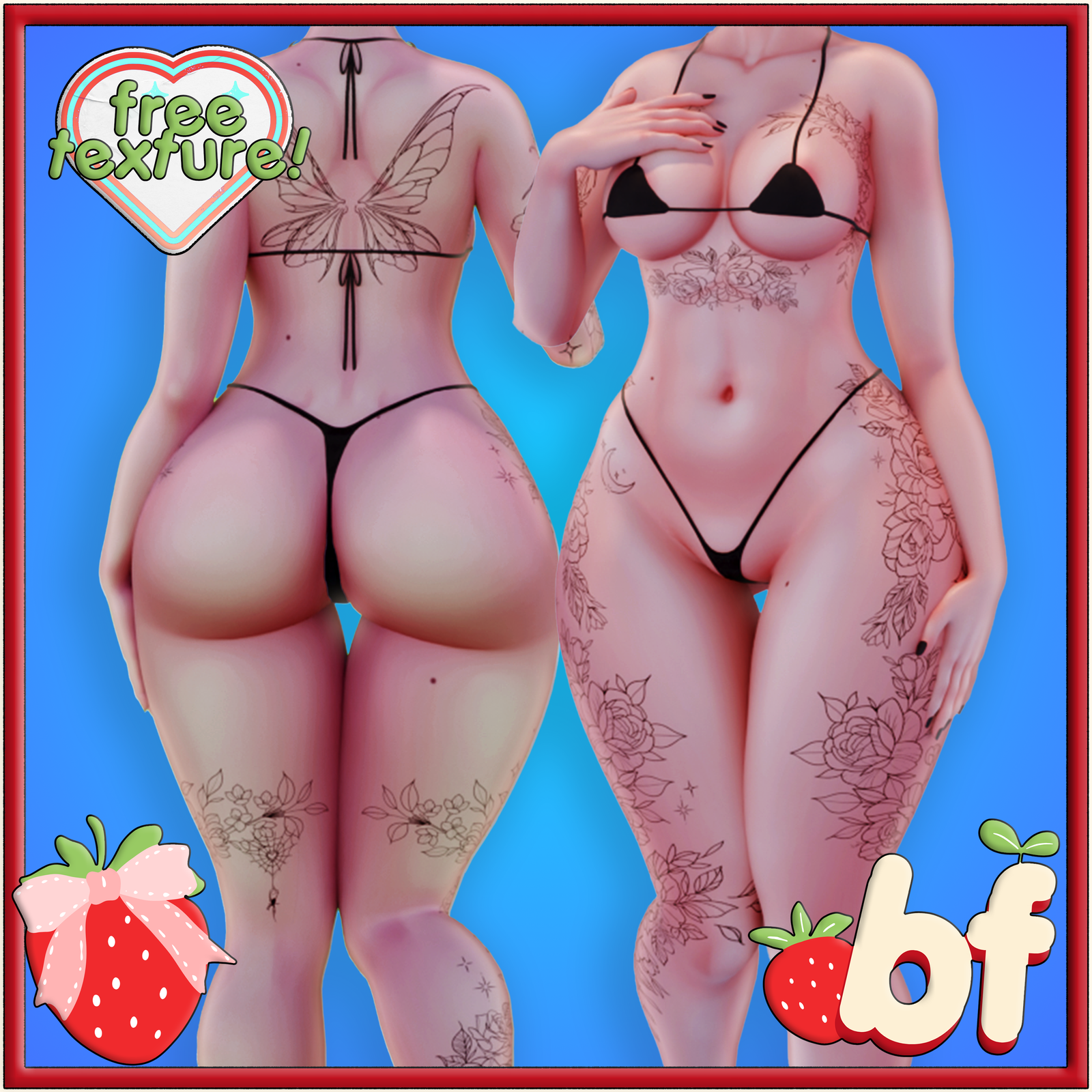 FREE Moon Garden ( e-girl base) (Flower tattoos, roses)