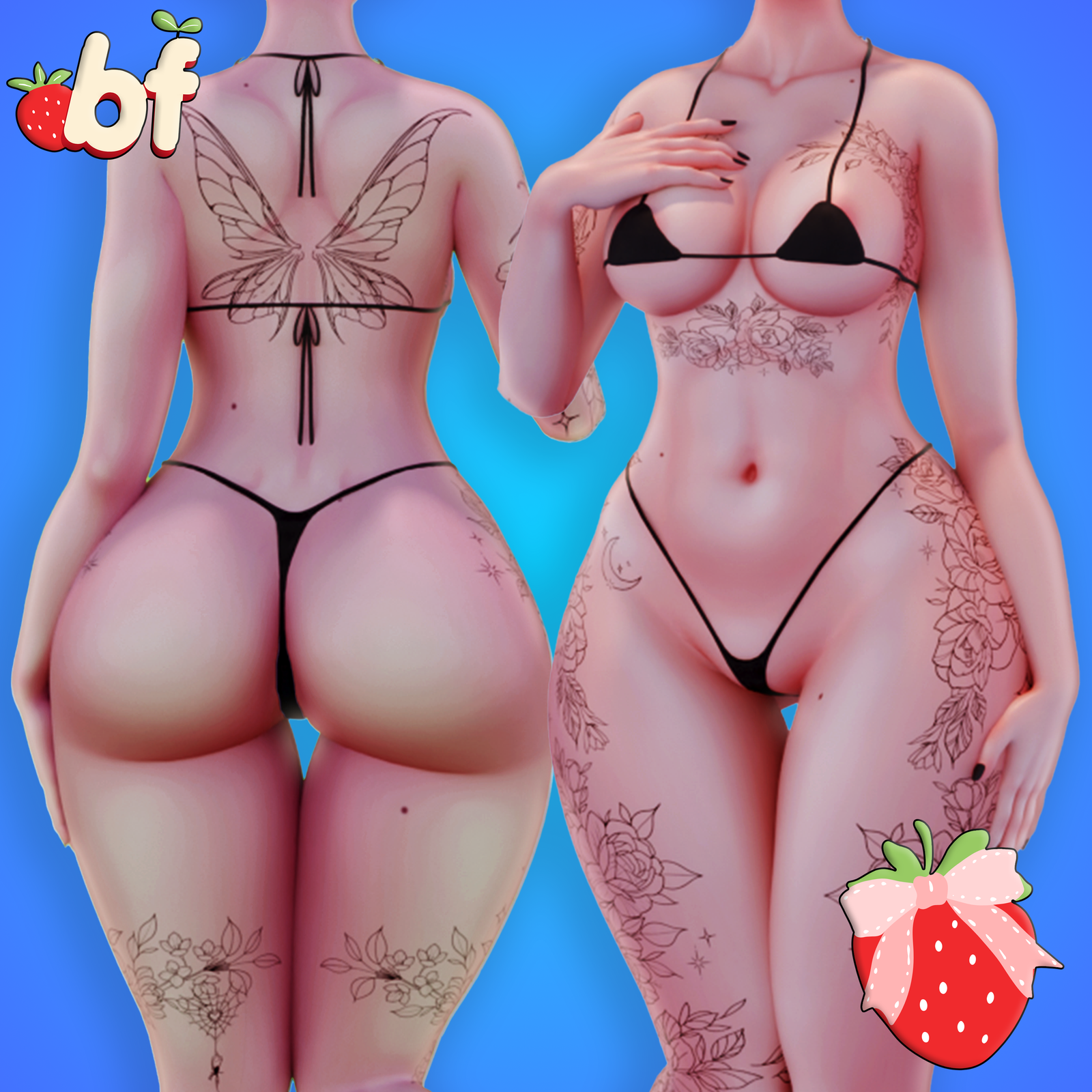 FREE Moon Garden ( e-girl base) (Flower tattoos, roses)