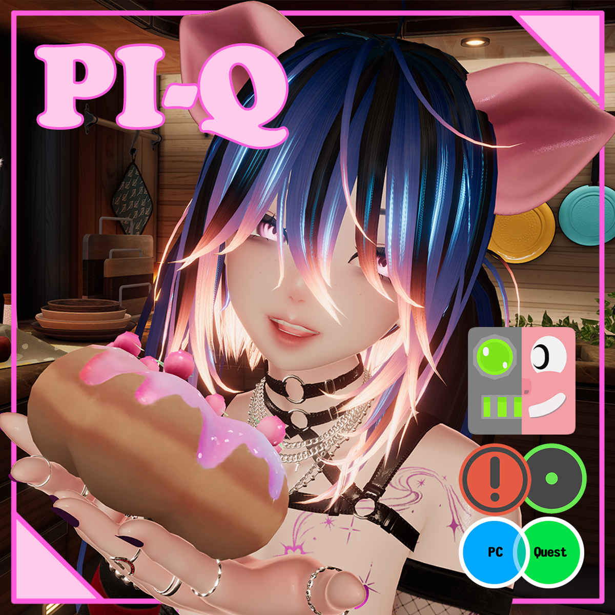 PI-Q the Hungry Piggy 🐷 (Female / Femboy, PC, OPTI, QUEST, Gogo, VRCFT / Face Tracking, SPS, Lolipop)