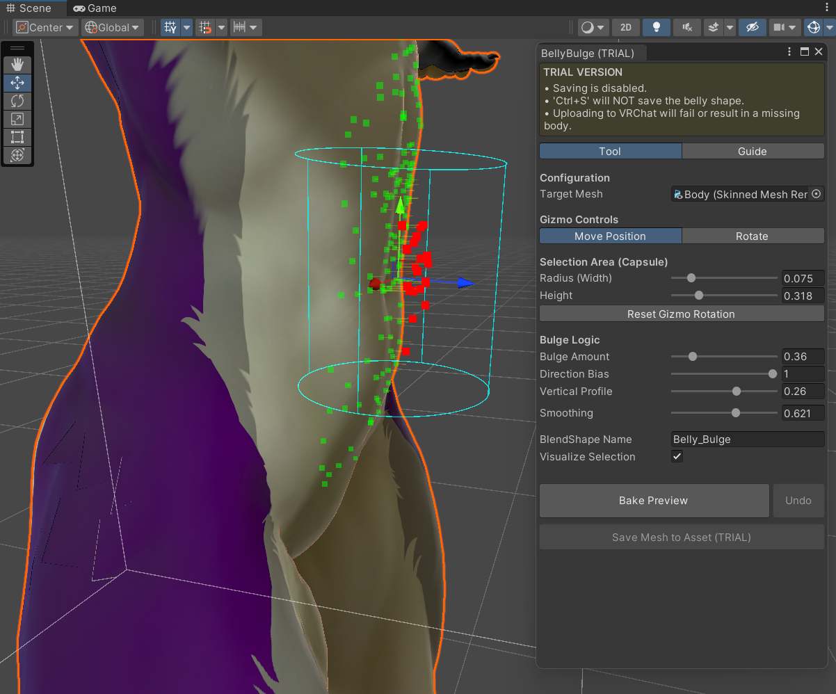 Universal Belly Bump and Mesh Deformation Tool for Unity