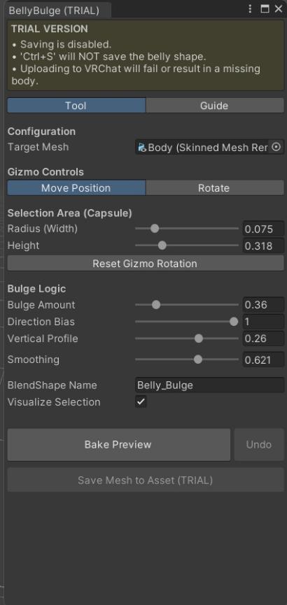 Universal Belly Bump and Mesh Deformation Tool for Unity