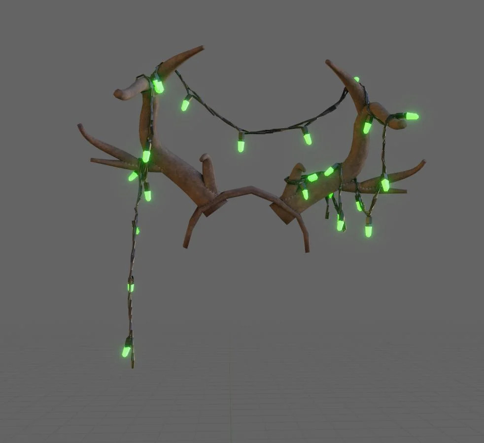 Christmas Antlers w/ Dangling Lights