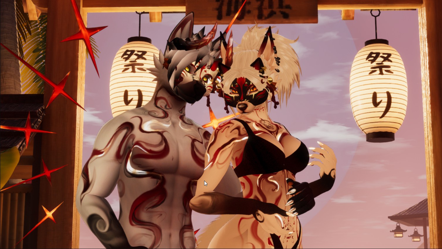 KITSUNE COUPLE DANTE AND AURORA TEXTURE SET + FREE 3 PROPS | FOXIPAWS VRCHAT AVATAR TEXTURES | FOXIPAWS AURORA | FOXIPAWS DANTE