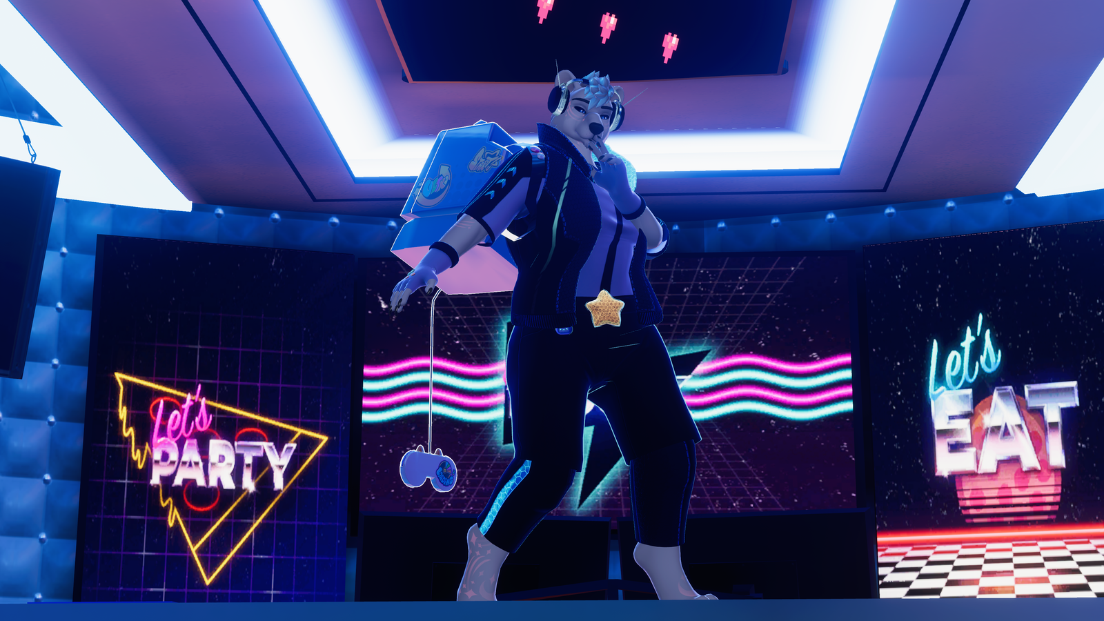 GG EZ ARCADE ULTRA OUTFIT PACK | FOXIPAWS DANTE BJORN ROXY NYX NEBULA FOXIGEN | TWO SET OUTFIT PACK SET | FREE HEALTH BAR AND SWORD DYDTEM PROPS + INTERACTABLE TV AND CONTROLLERS