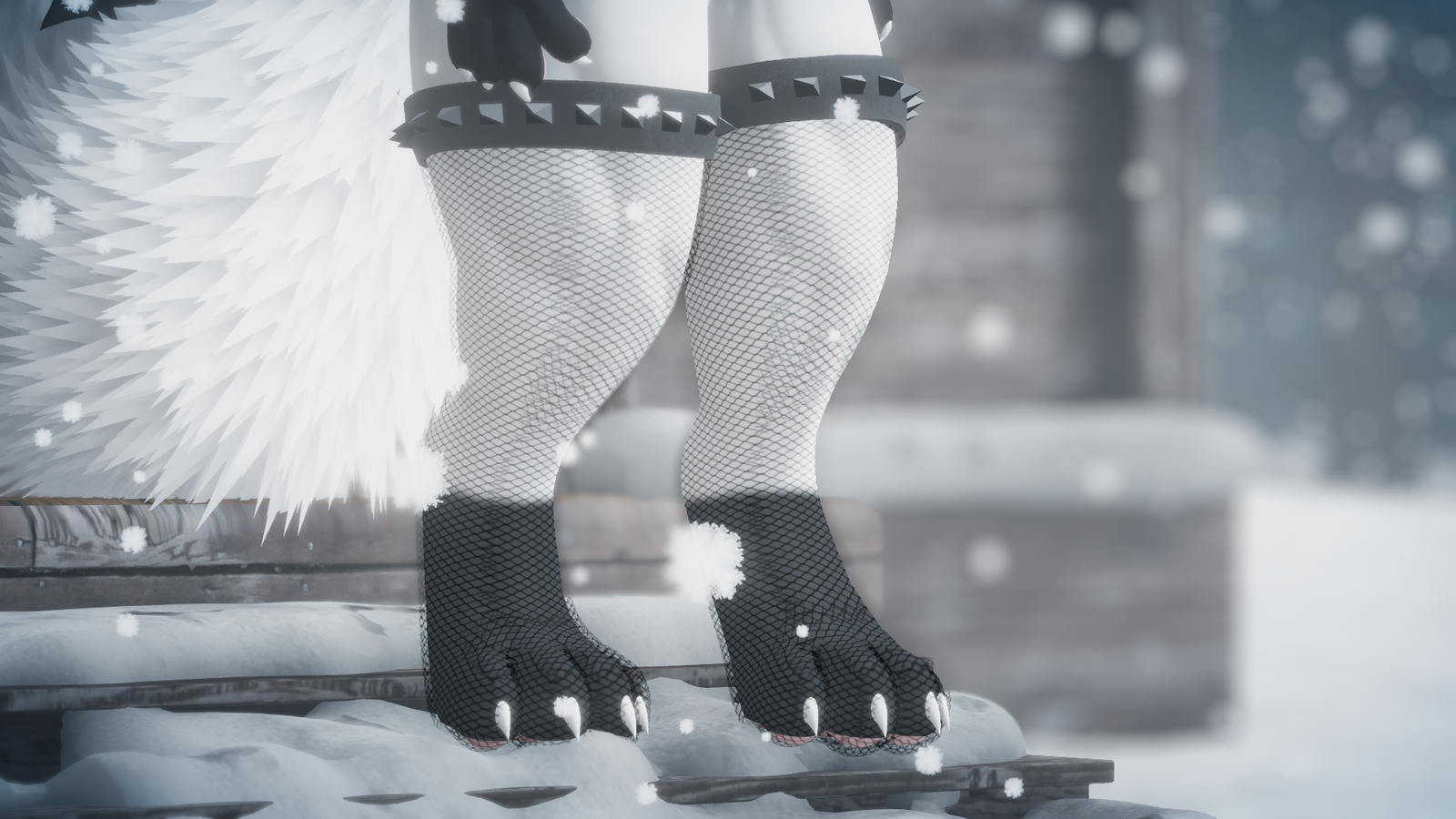 Mayu Fishnet-Thigh-High+Spikes