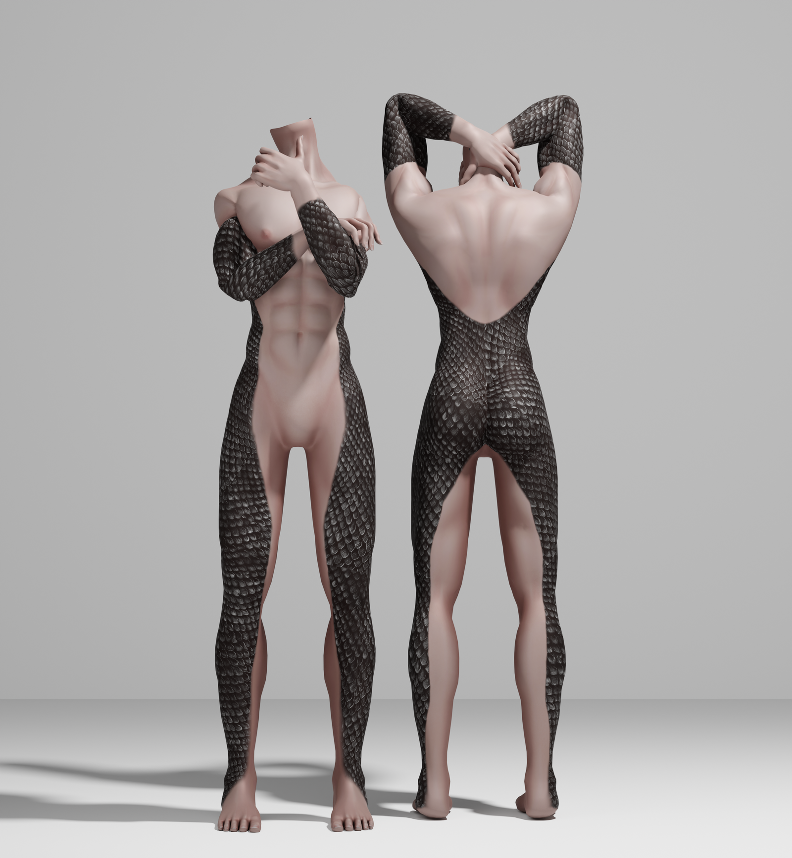 (Akii,E-boy,E-Girl,Hazie, SlimFit )Black Serpent’s Veil tattoo texture No skin