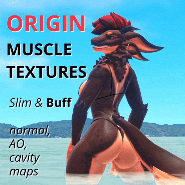 Origin Muscle Textures - Normal map, Ambient Occlusion, Cavity map for VRChat