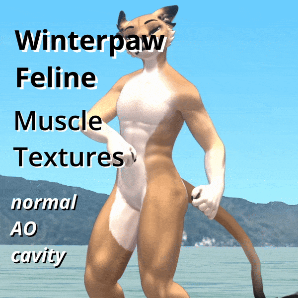 Winterpaw Feline Muscle Textures - Normal map, Ambient Occlusion, Cavity map for VRChat