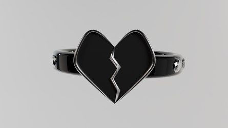 Black Broken Heart Ring