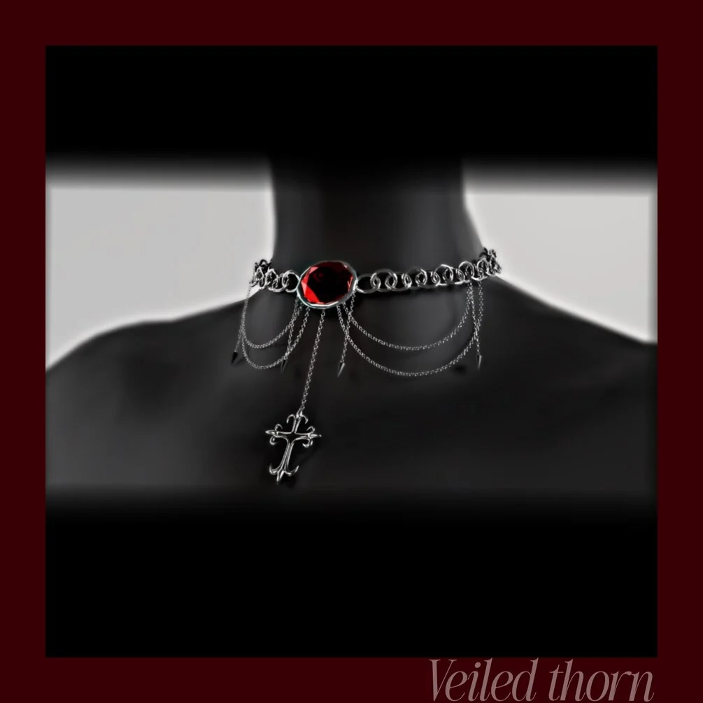 Gothic Ruby Cross Choker
