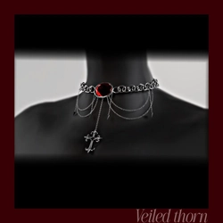 Gothic Ruby Cross Choker