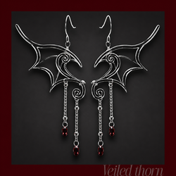Bat heart wings earrings