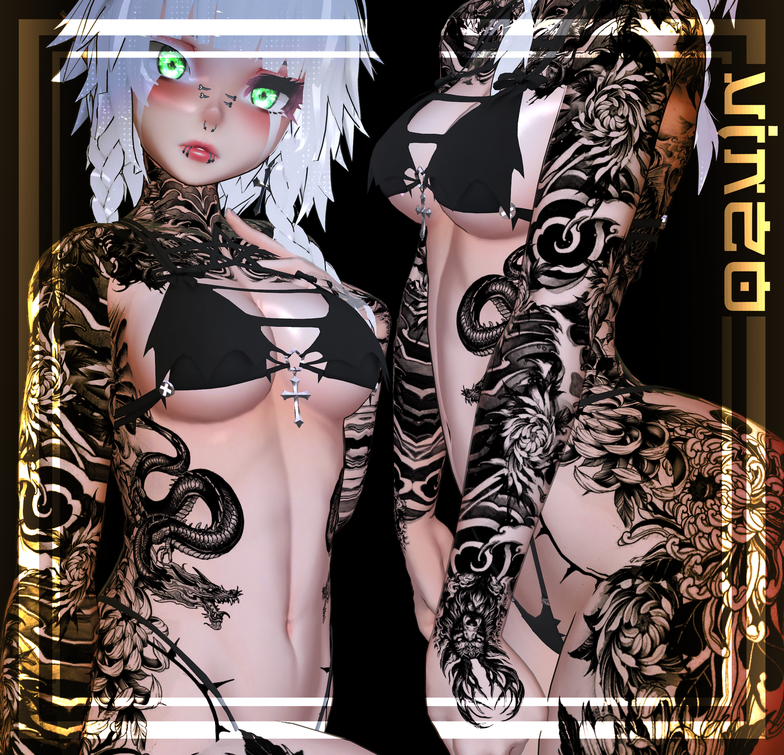 【Oni Tattoos】"Whisper" "Revenger" "Magician" "Runner" 4k Textures 入れ墨 *テクスチ