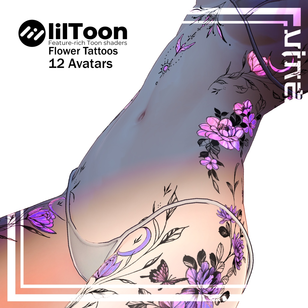 【Neon Flower Booth Tattoos】 4k Textures 入れ墨 *テクスチャ* /HD