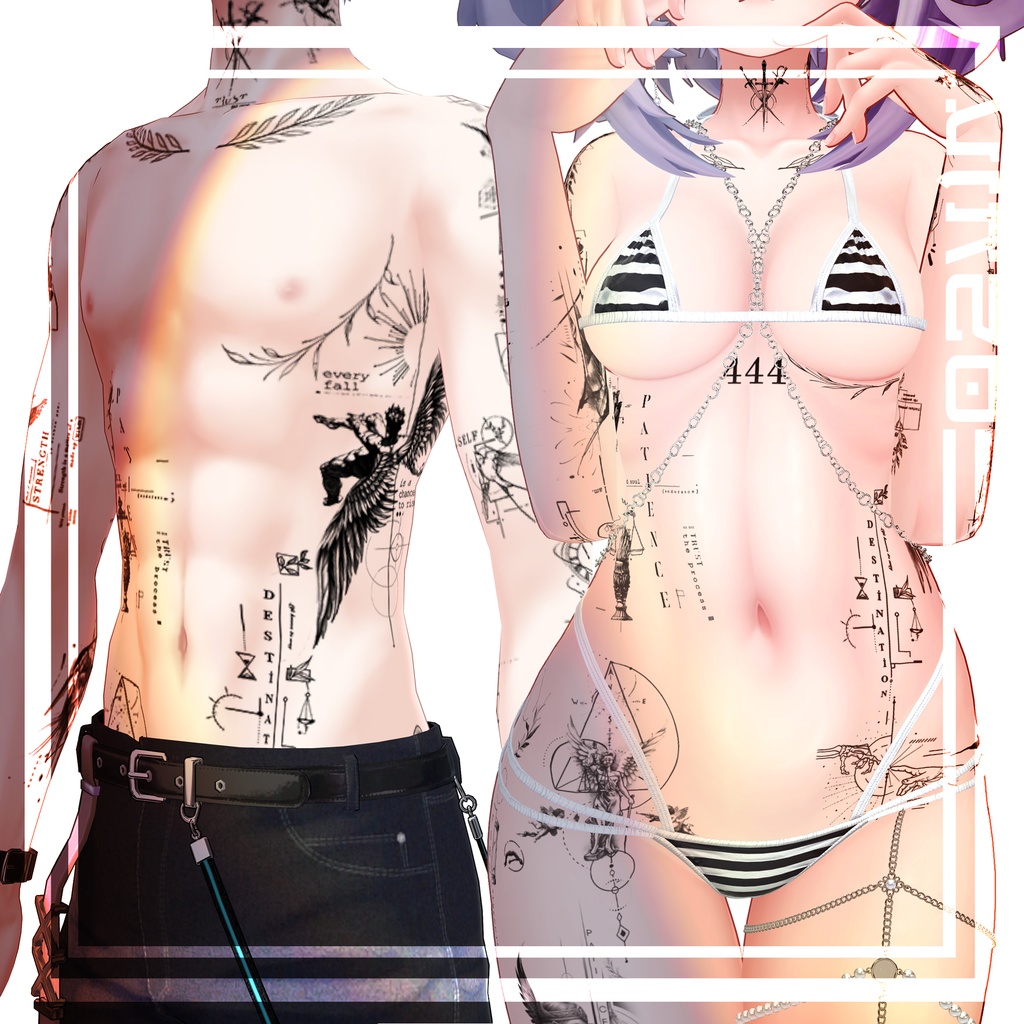 ‏【Line Art Booth Tattoos】4k Textures 入れ墨 *テクスチャ* /HD
