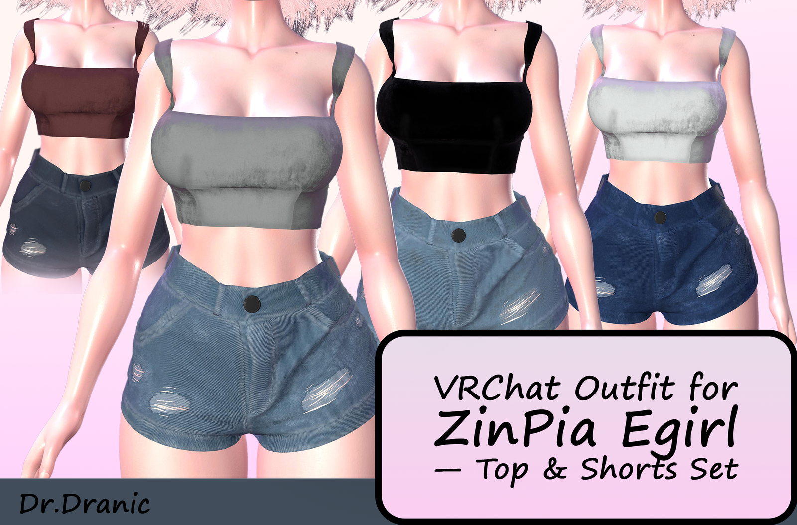 VRChat Outfit for ZinPia — Top & Shorts Set