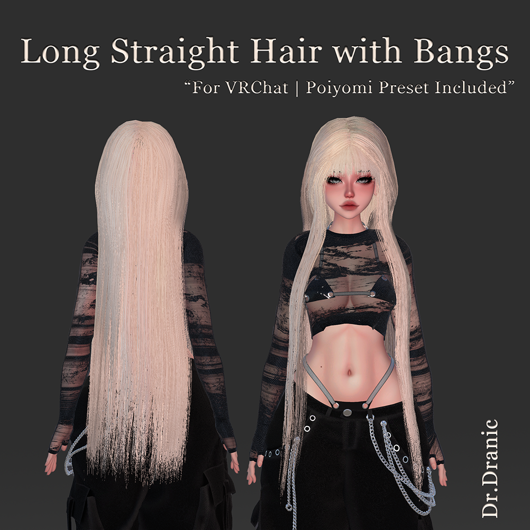 Fully Customizable Long Hair (Poiyomi Preset Included)