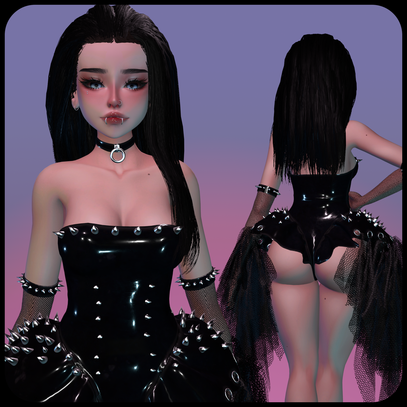 [ZinPia eGirl] Cyber Goth Latex Corset & Tulle Skirt Outfit