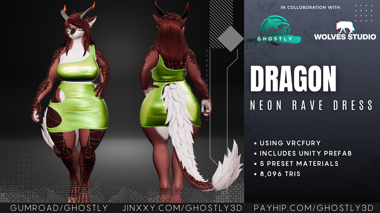 Ghostly Neon Rave Dress Outfit [Female Dragon]