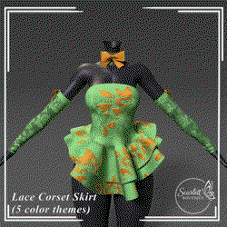 Corset Skirt with Lace Sleeves (Rigged for VRBase EGirl)
