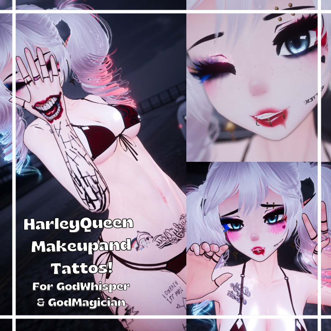 Harley Queen Makeup And Tattoos for GodWhisper & Magician