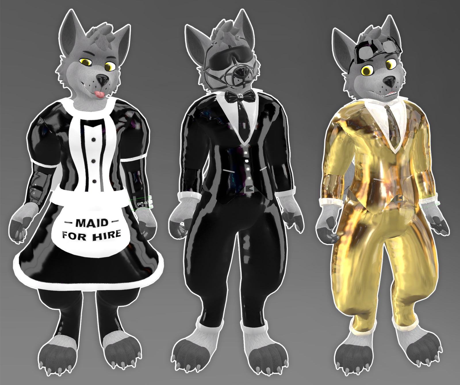 Taenine Clothing Pack - (Fancy Suit, Maid Outfit, Muzzle, Socks)
