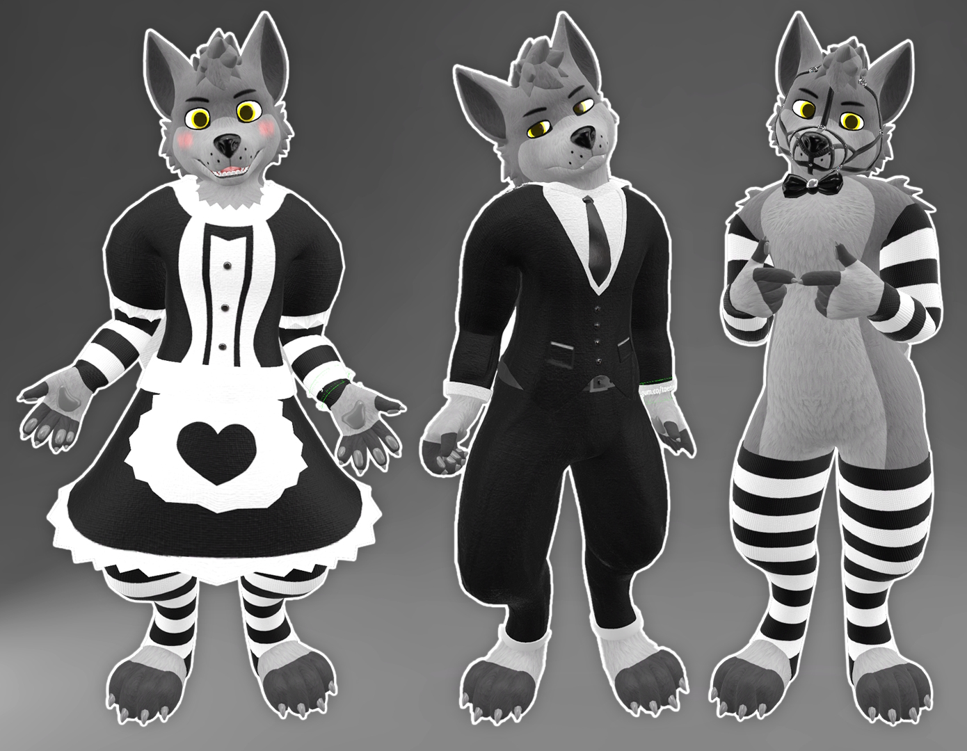 Taenine Clothing Pack - (Fancy Suit, Maid Outfit, Muzzle, Socks)