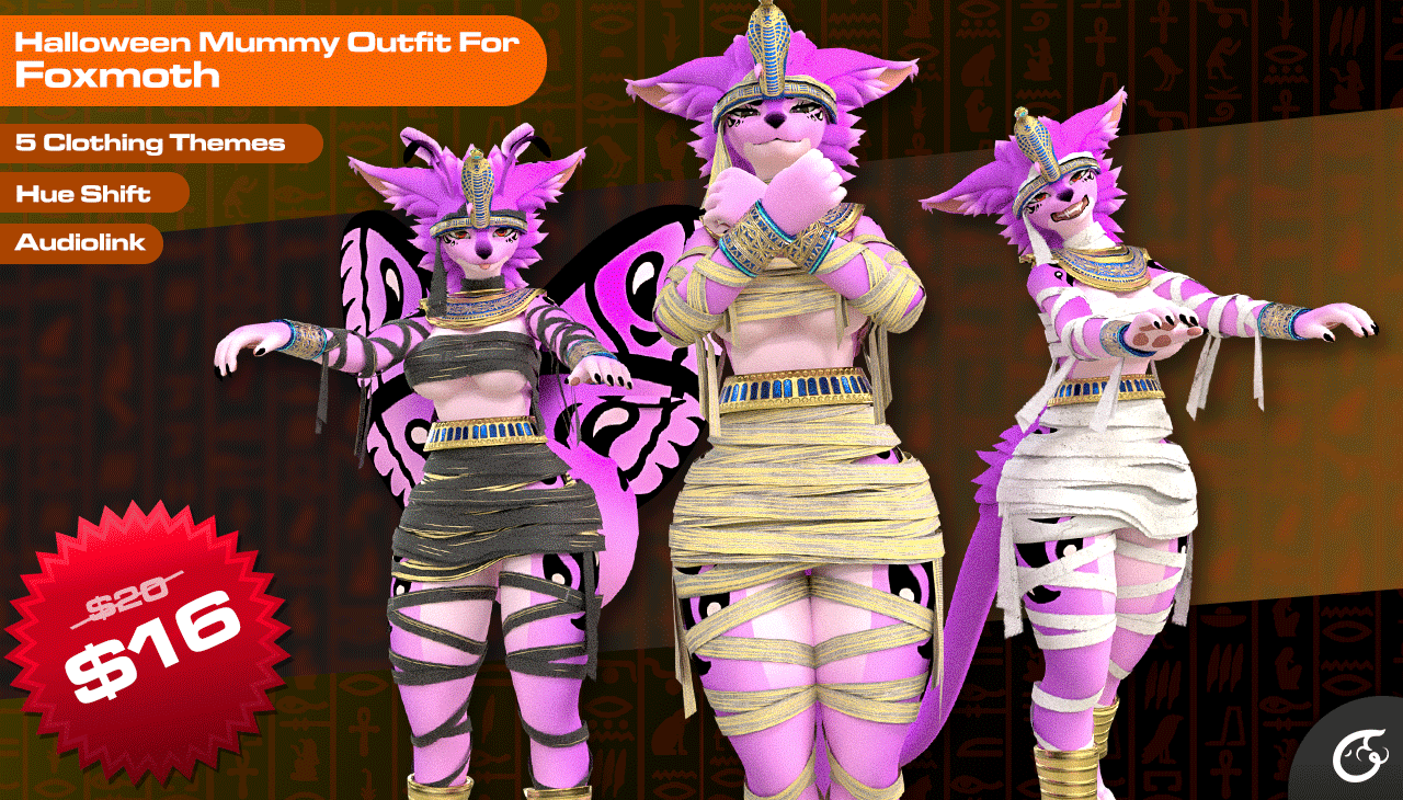 Halloween Mummy Outfit For Foxmoth | VRChat Clothing