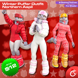 Winter Puffer Jacket Outfit For Northern Aspil Avatar | VRChat Clothing