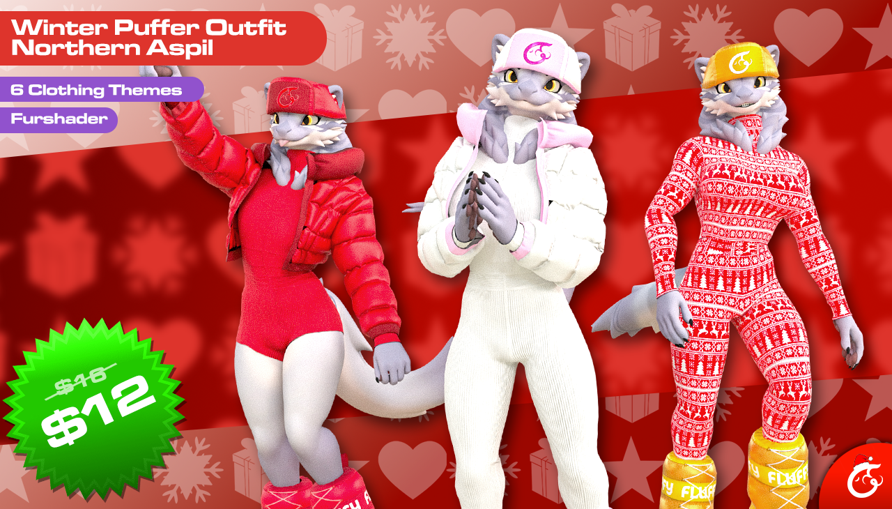 Winter Puffer Jacket Outfit For Northern Aspil Avatar | VRChat Clothing