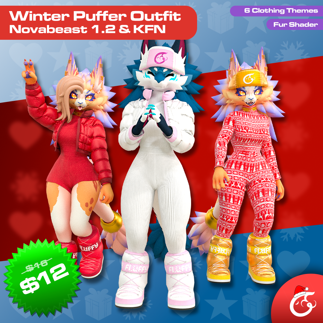 Winter Puffer Jacket Outfit For Novabeast 1.2 & KFN Avatar | VRChat Clothing