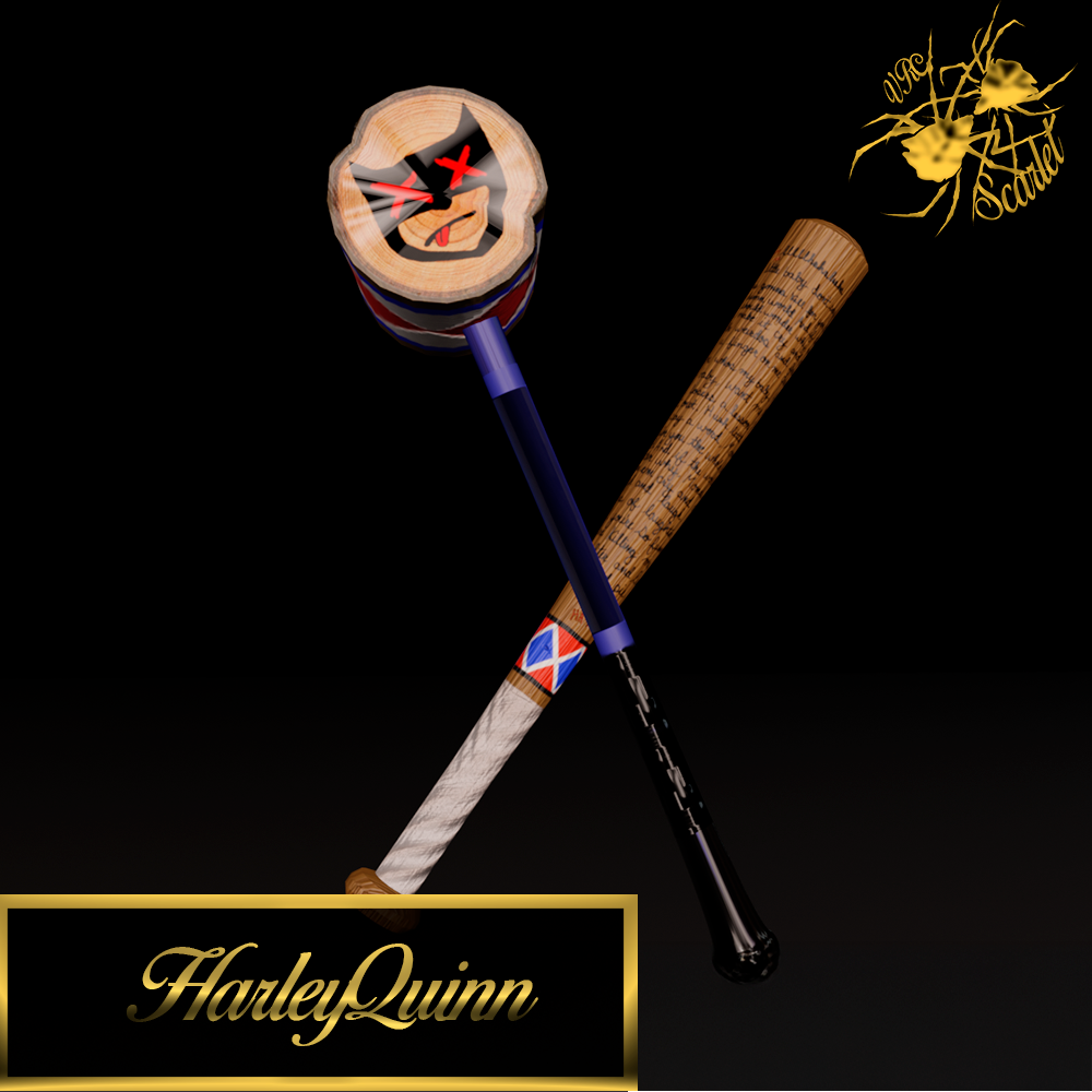 Harley Quinn 3D Weapon Pack – Stylized Bat & Mallet (FBX + Textures)