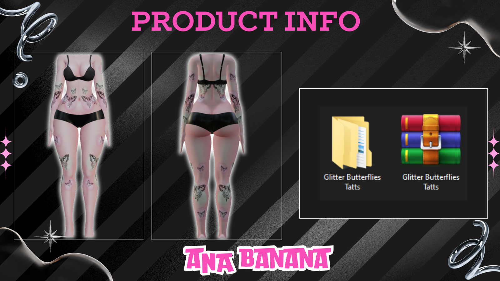 ✨ Glitter Butterflies Tatts | Vrbase Egirl