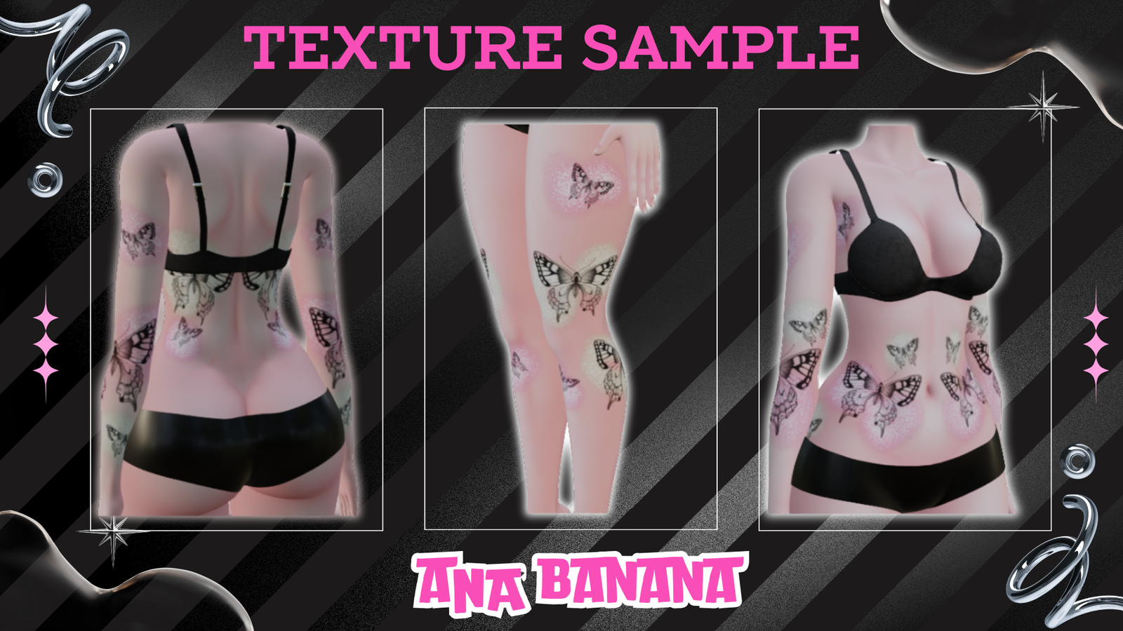 ✨ Glitter Butterflies Tatts | Vrbase Egirl