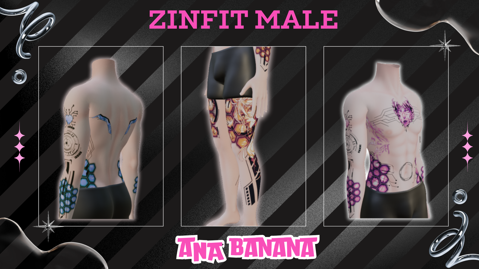 🤖 Cyber Body Tatts | Zinfit Male