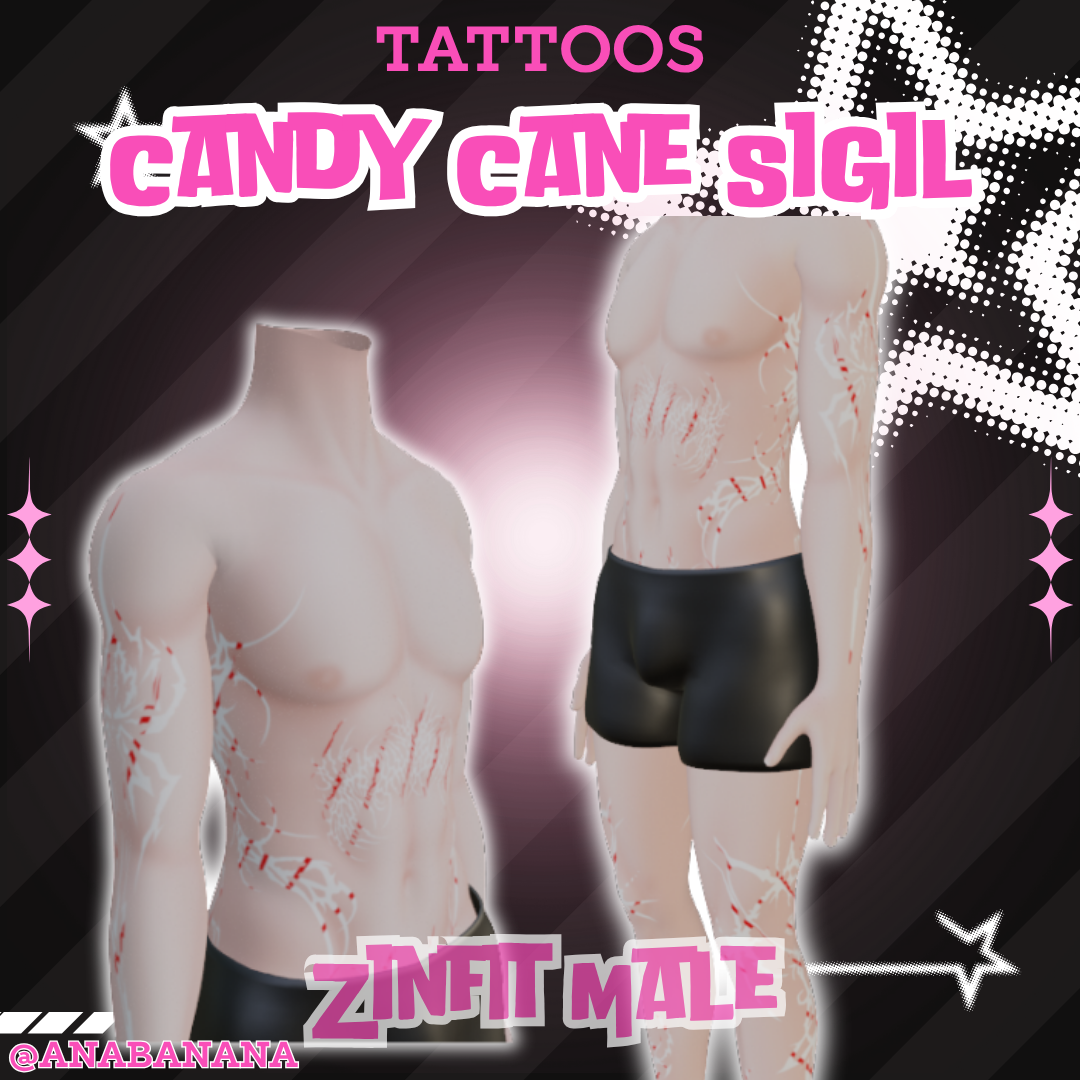 π¬Candy Cane Sigil Tatts | Zinfit Male