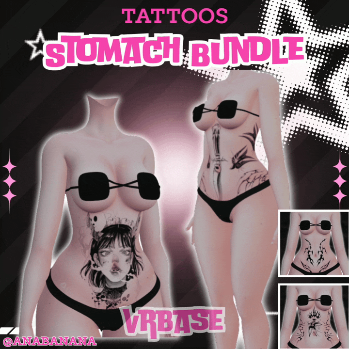 (J:) 🖊️ Stomach Bundle Tatts | Vrbase + Akii + Zinfit F/M