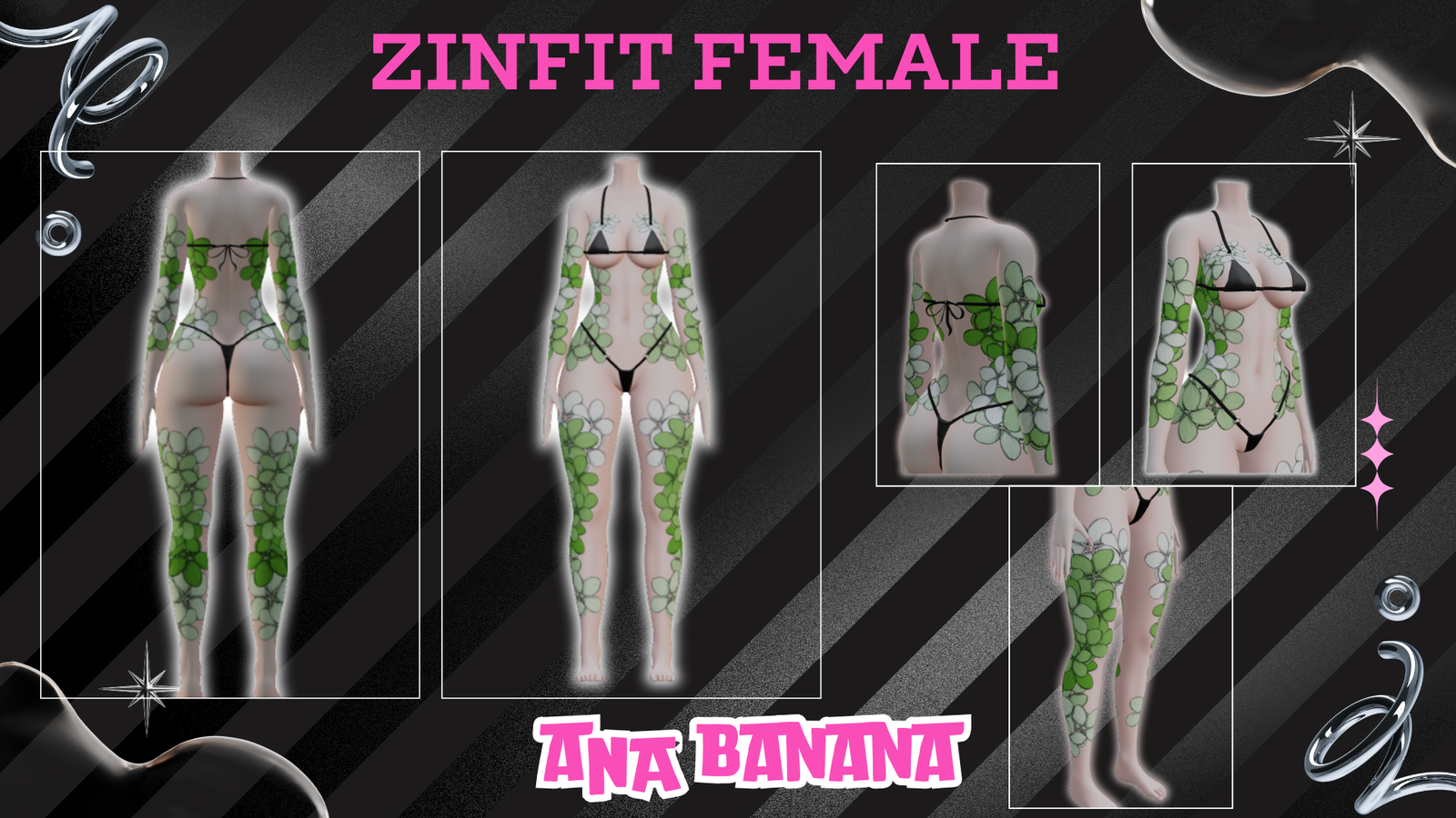 🍃 Green Flowers Tatts | Zinfit Female