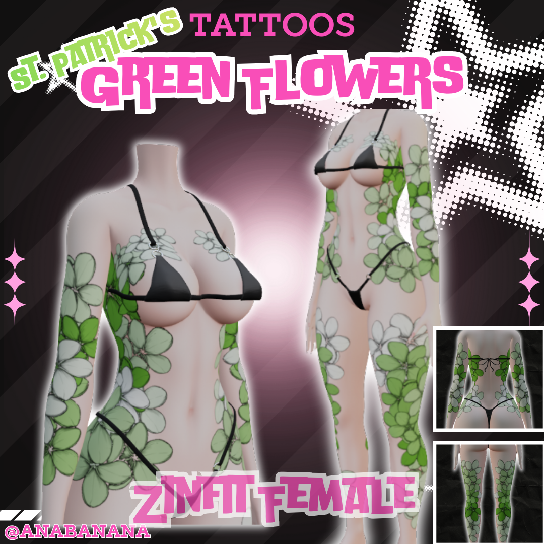 🍃 Green Flowers Tatts | Zinfit Female