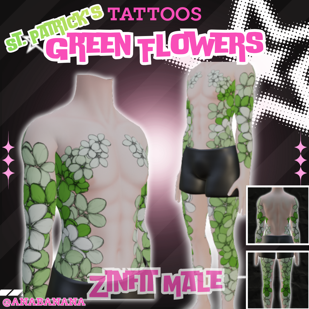 🍃 Green Flowers Tatts | Zinfit Male