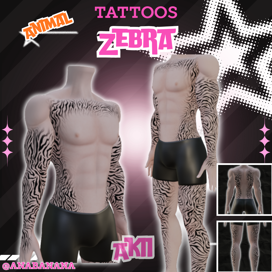 (All:) 🦓 Animal Zebra Tatts | Vrbase + Akii + Zinfit F/M