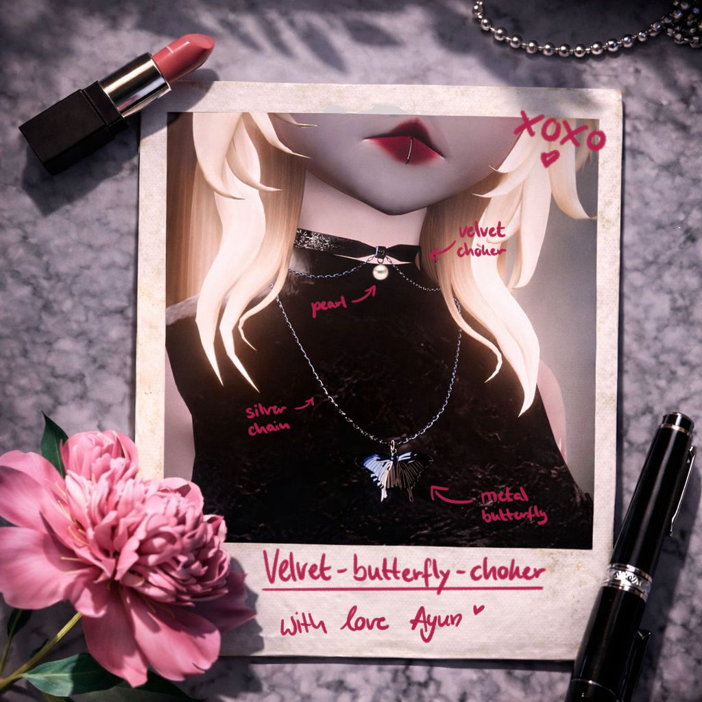 Love, AYUN: Velvet butterfly choker