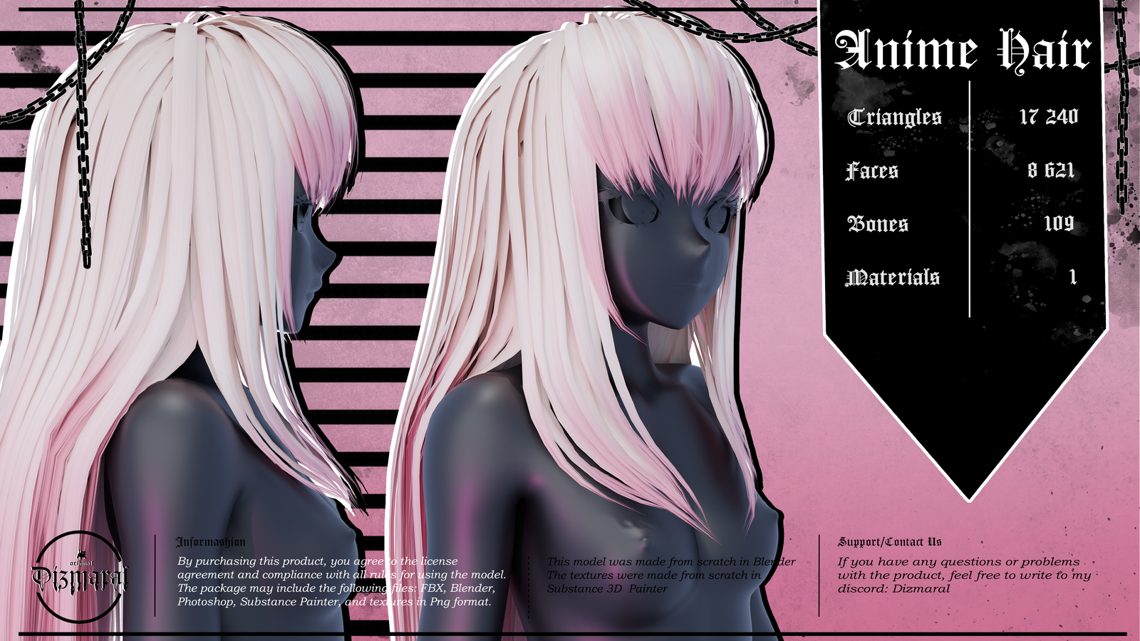 Free Anime Hair (VRChat Asset)