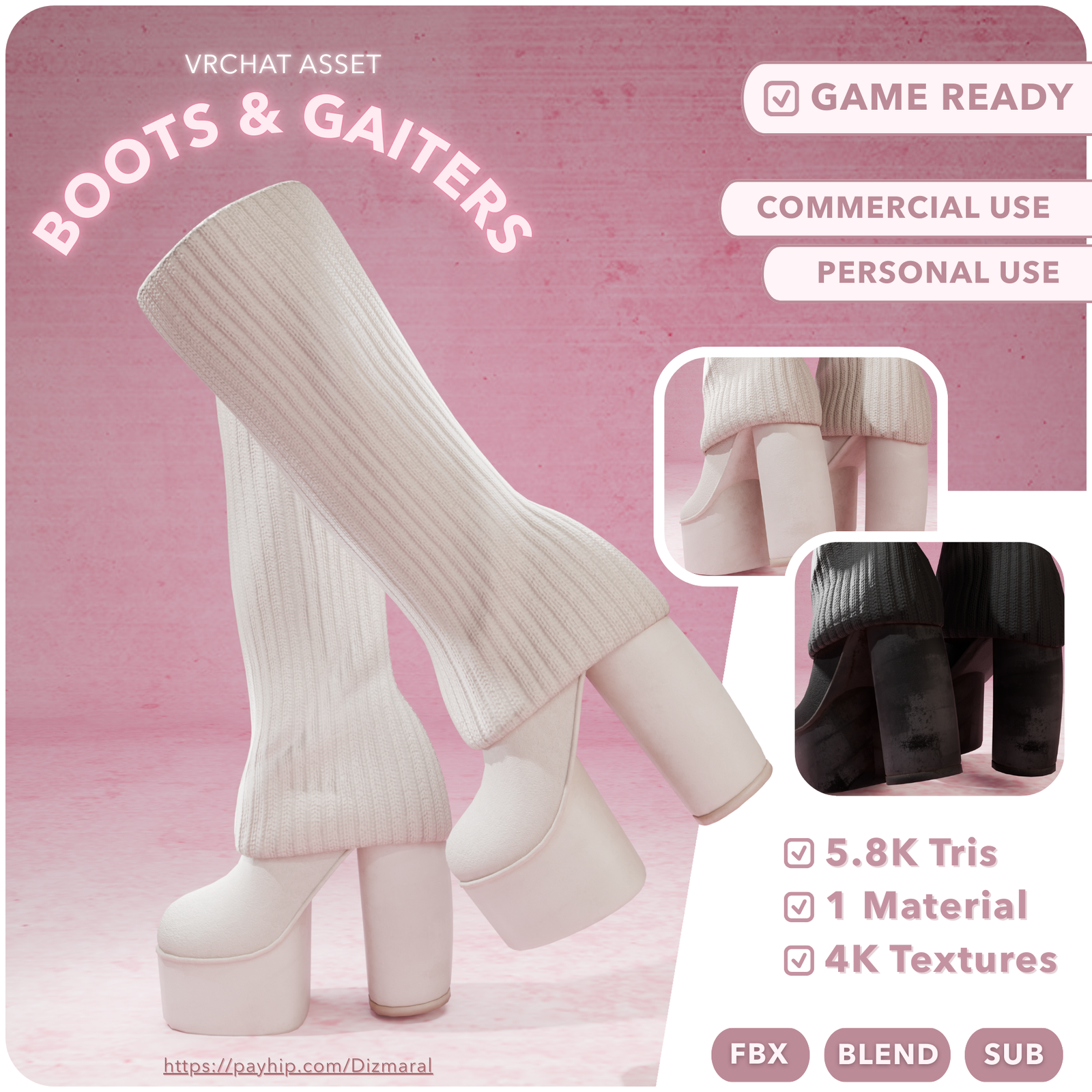 Boots with gaiters (VRChat Asset)