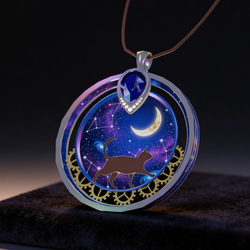 【VRChat】Night Sky Cat Accessory Collection - Necklace, Earrings & World Clock