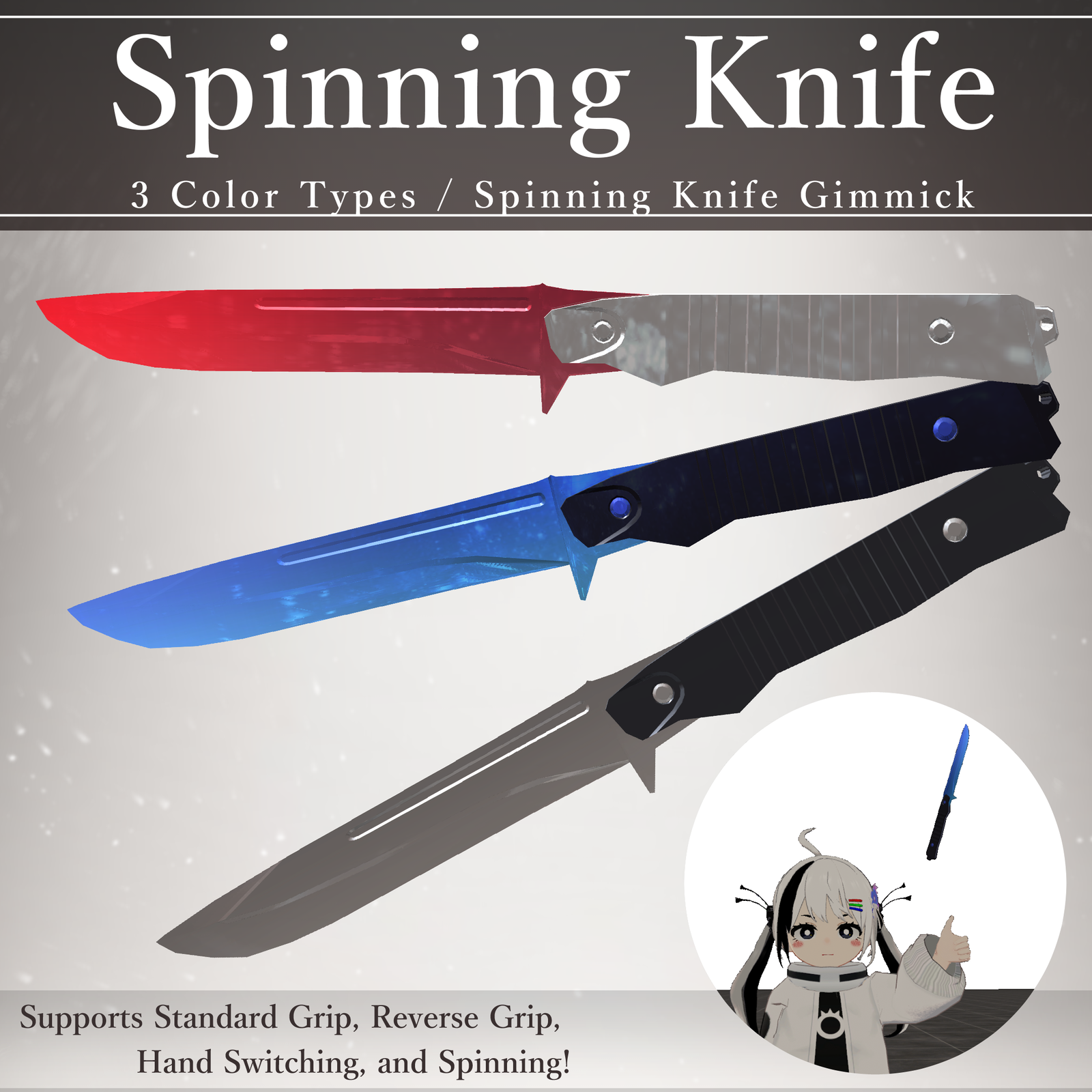 Spinning Knife V1.1 | VRChat Weapon Gimmick [MA Ready]