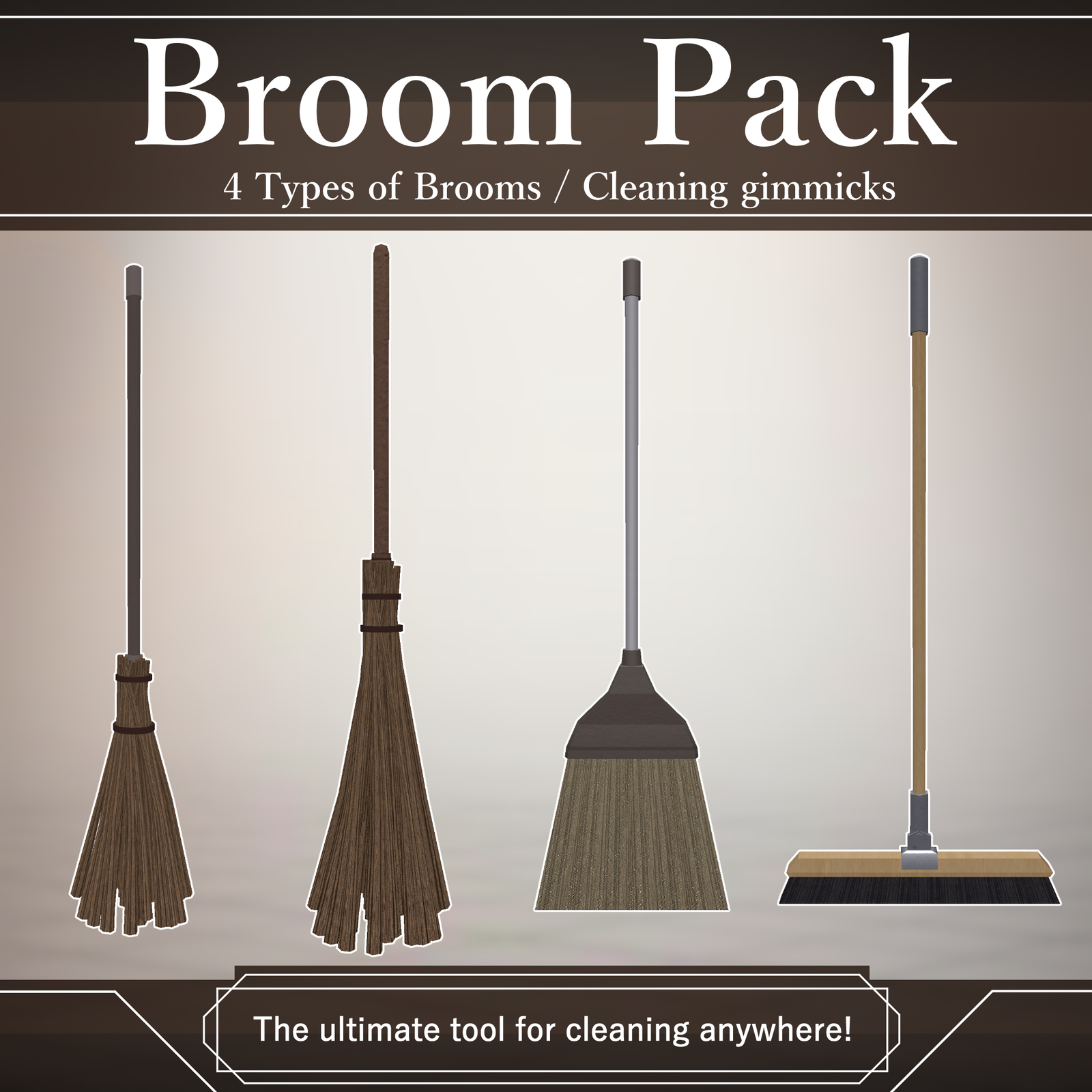 [FREE] Broom Pack V1.1 | VRChat Cleaning Prop [MA Ready]